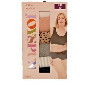 Joyspun Women's Cotton Boyshort XXL(20) 6 Pack
